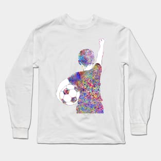 Soccer player little boy with ball Long Sleeve T-Shirt